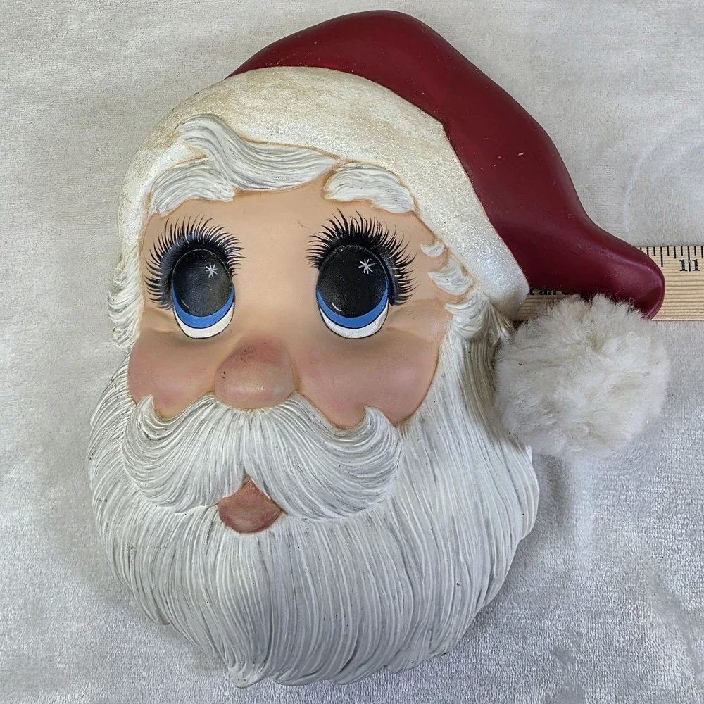 1980's Ceramic Porcelain Santa Head Face Wall Door Hang‎ 12